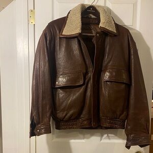Nordstrom Men's Brown Leather Bomber Jacket